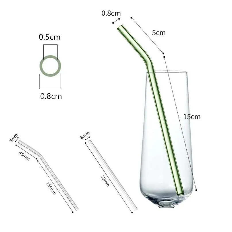 dhs colorful glass straws reusable drinking straw ecofriendly high borosilicate glass straw glass tube bar drinkware sxmy1
