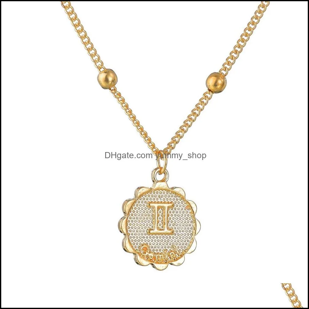 12 zodiac sign coin necklace leo horoscope gold pendant necklace jewelry for women mens party friendship jewelry