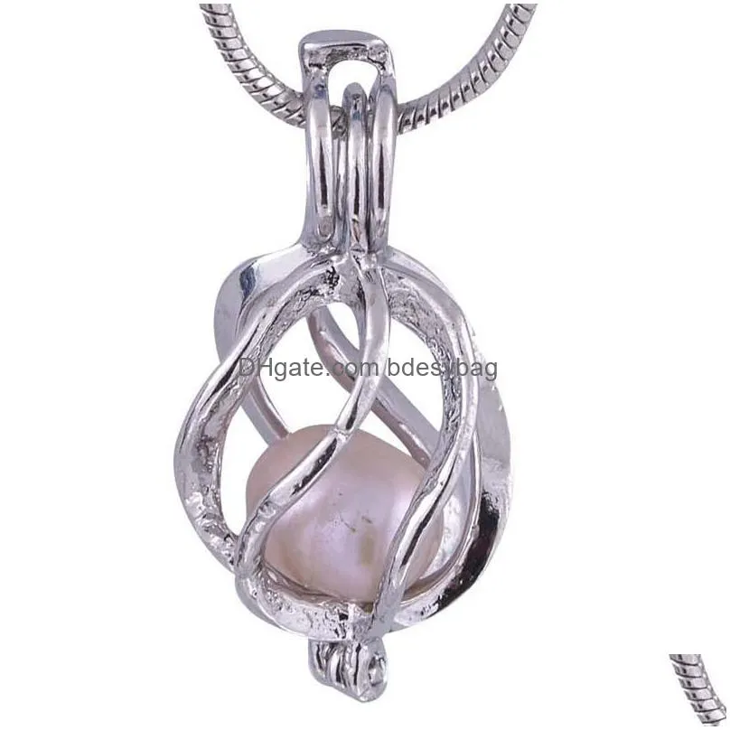 silver guitar shape locket pearl beads cage pendant add oyster jewelry diy fashion women gift p49