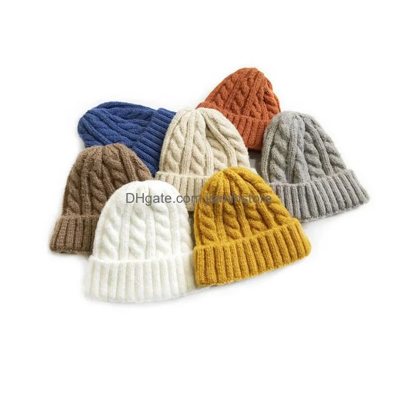 autumn winter mens womens knitted hat skull beanies caps candy color lady thick warm hats