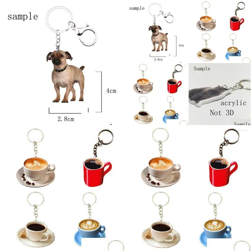 keychains cappuccino coffee cup keychain on the backpack resin acrylic drop 4pcs/set jewelry friends for gift purses bag charms emel22