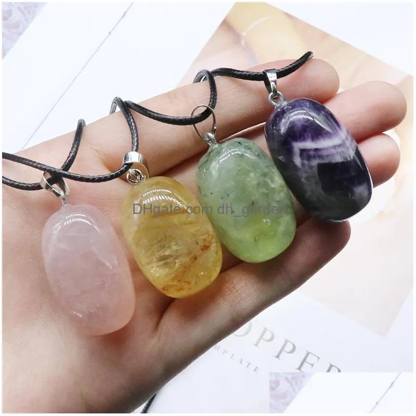 fashion natural stone pendant irregular oval strawberry crystal graphitic topaz charms necklace for women jewelry