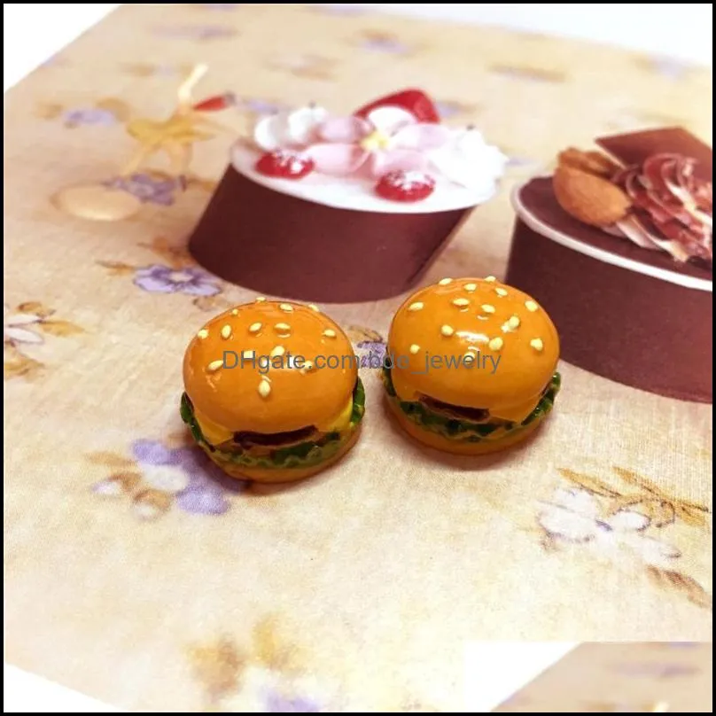 cute mini resin hamburger sandwich charms pendants for diy earrings key chains fashion jewelry making