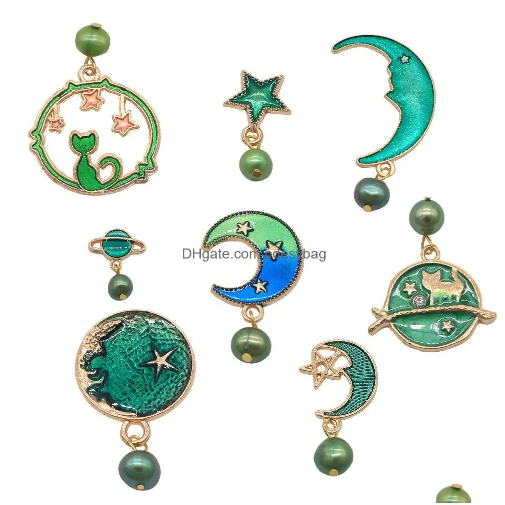 10pcs mixed charm pendants with pearl freshwate colored oval pearls moon star style pendant for necklace women jewelry