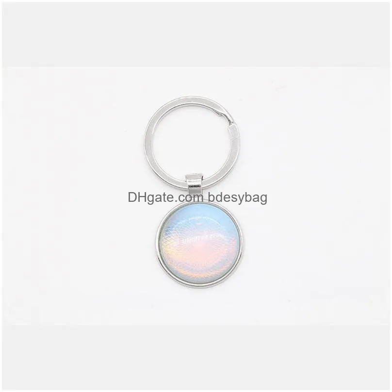 natural crystal stone keychain handmade diy round gemstone keyring charm pendant for women