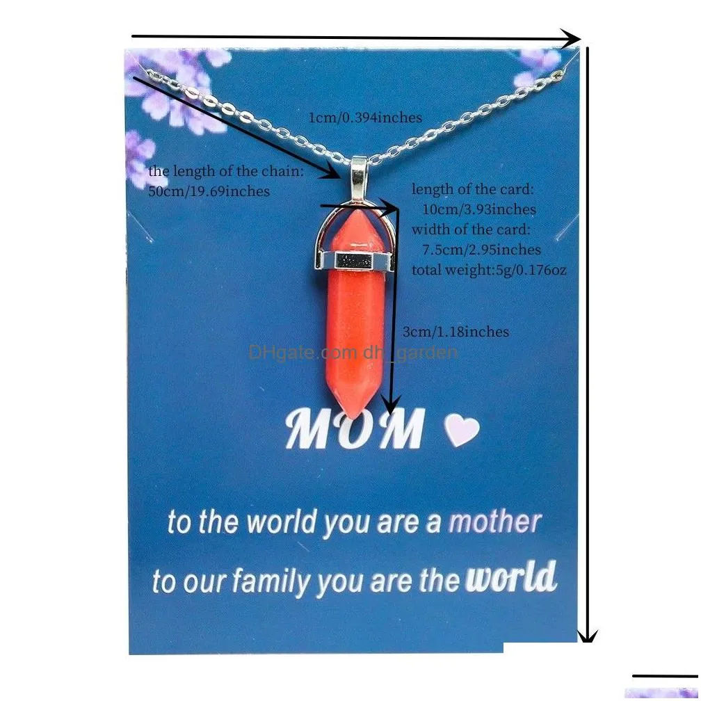 mothers day hexagon prism luminous stone pendant blue green glow light in the dark necklace for jewelry making with love mom card