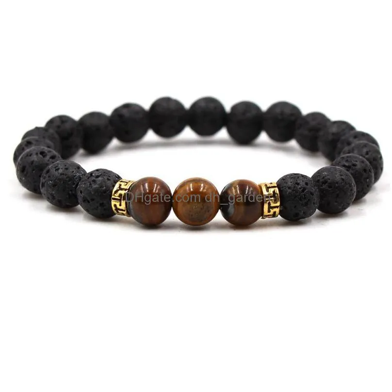 chakra natural stone beaded strands bracelet lava round beads bracelets healing energy yoga bracelet for men women jewelry gifts