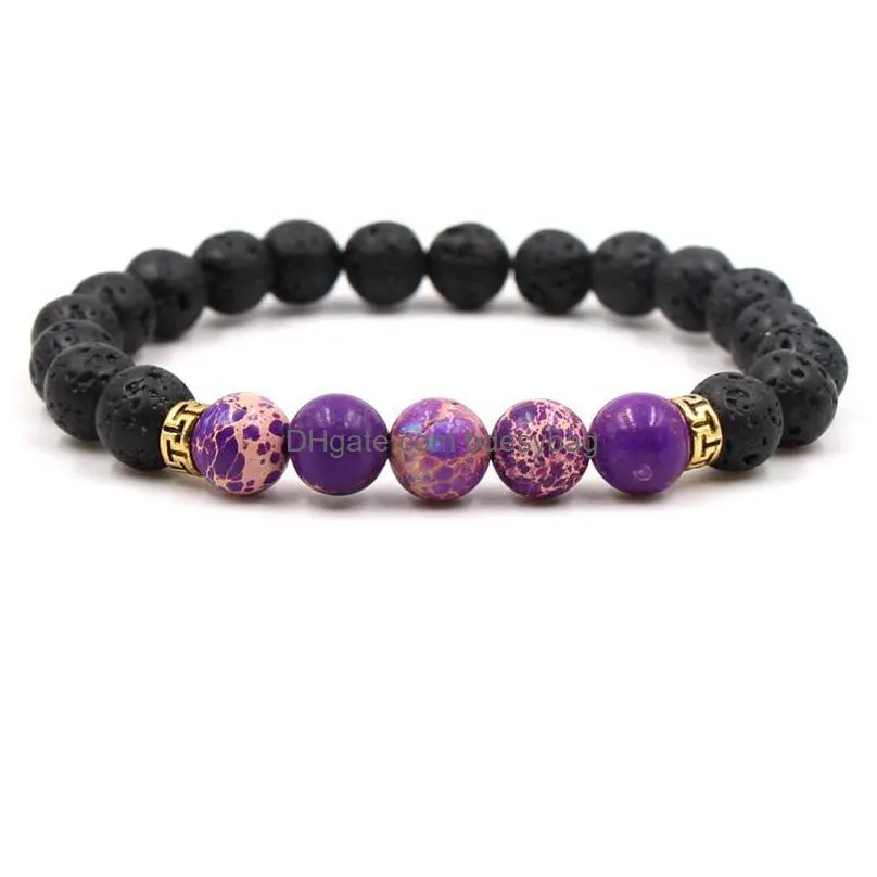 black lava volcanic stone 7 chakra bracelet natural stone yoga bracelet healing reiki prayer balance buddha beads bracelet