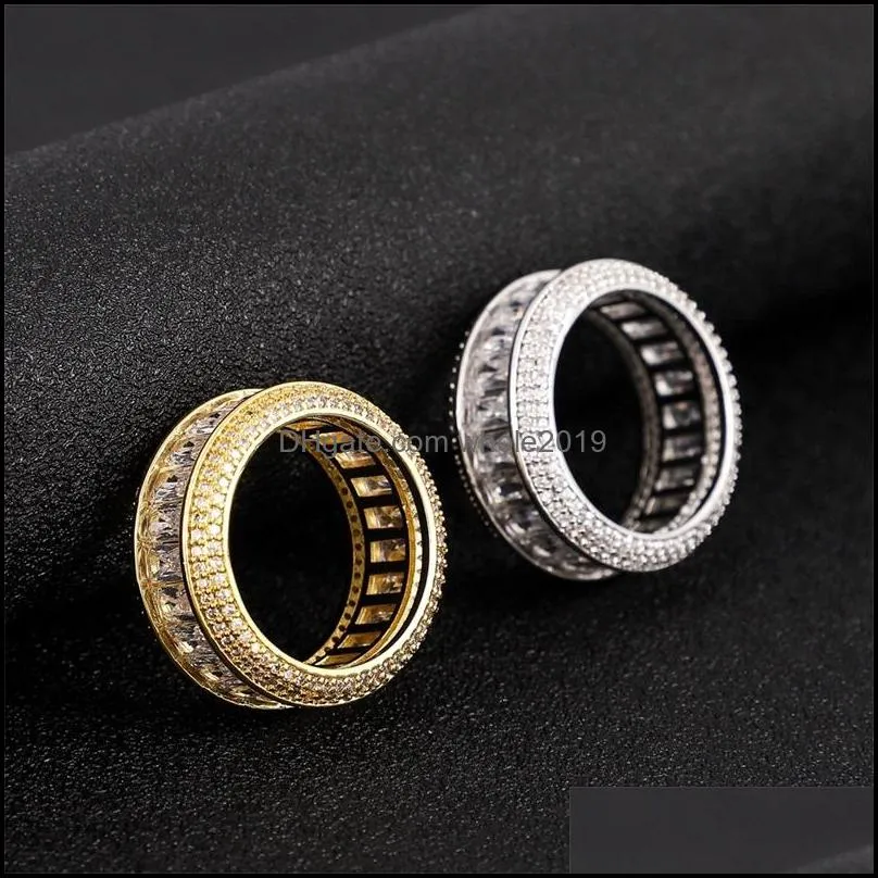 white 18k hip hop cz ring jewelry zirconia band luxury cubic gold diamond blingbling gold men for ring set fashion finger full ne 546