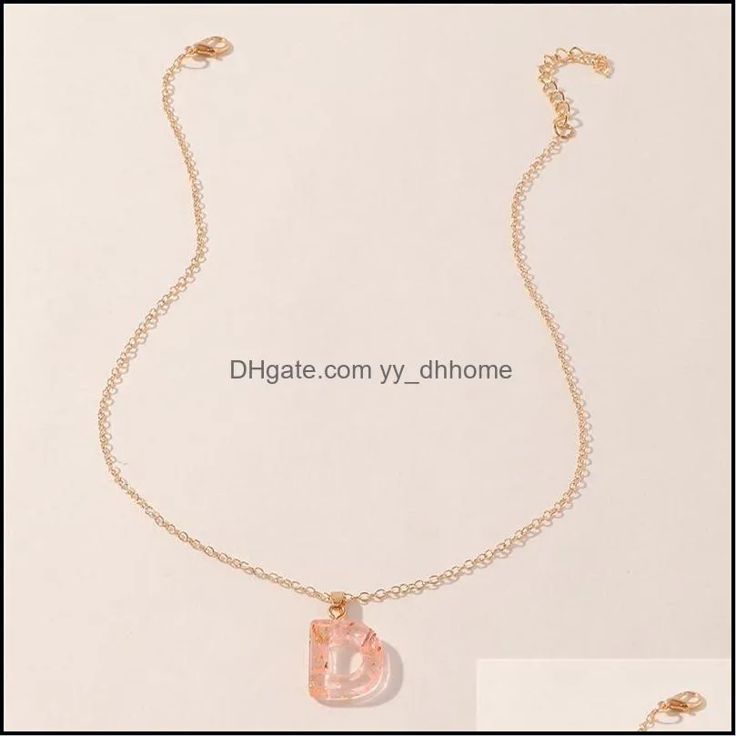 custom name initial necklace transparent pink acrylic pendant necklaces for women jewelry