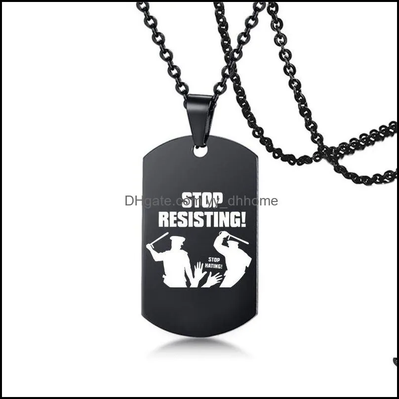 black lives matter necklace hiphop stainless steel pendant necklace protest black military brand necklaces boy jewelry gifts