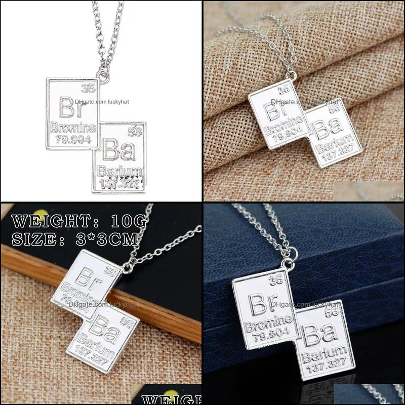 vintage jewelry breaking bad necklace chemical symbol br ba pendant brothers couple necklace gift luckyhat