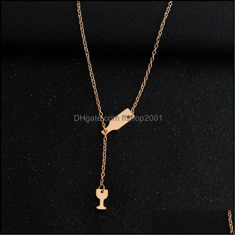 1pc beer cup long pendant necklace for women wine bottle gold silver color chain necklace party fashion gift jewelry wholesale