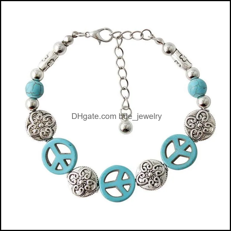 charm bracelets cuff bead bracelet bohemia charming nice round turquoise bracelet