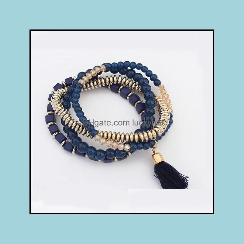 bead bracelets personalized bohemian tassel elastic charm bracelet jewelry elastic bracelets bangles luckyhat