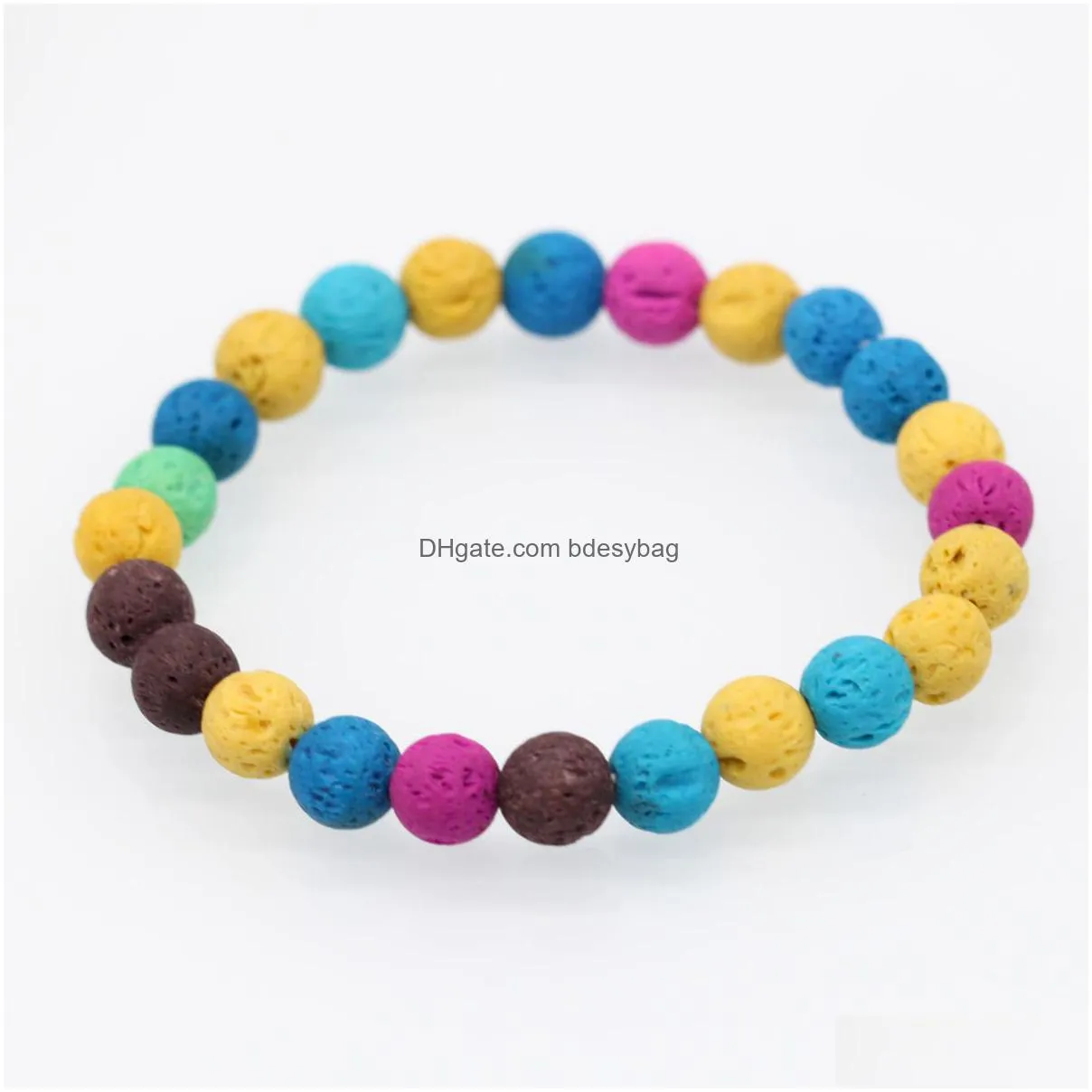 lava volcanic stone bracelet mixed 11 colors natural stone yoga bracelet healing reiki prayer balance buddha beads bracelet