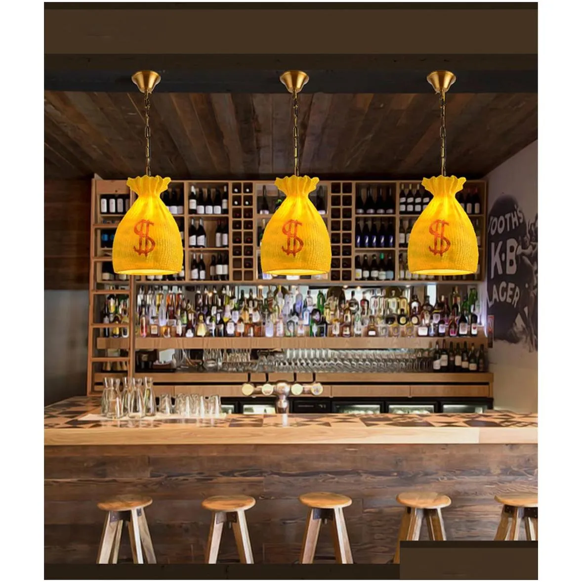 nordic resin money bag shape pendant lights for living room bar restaurant study vintage hanging lamp loft led lighting fixtures