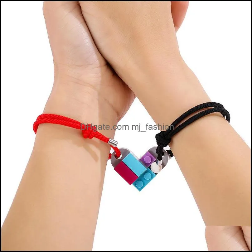 2 pcs/lot couples charm bracelet friend building blocks assembling bracelets attractive jewelry