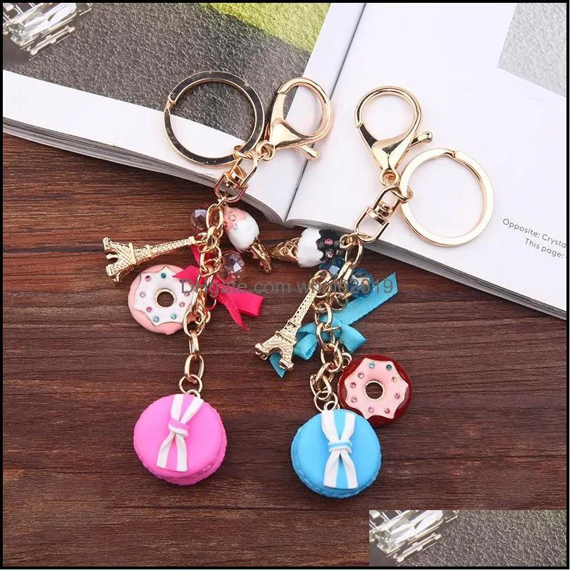 fashion jewellery accessories cake automobile key ring iron tower macaroon keys buckle bag pendant ornaments keychains female 3 78fr