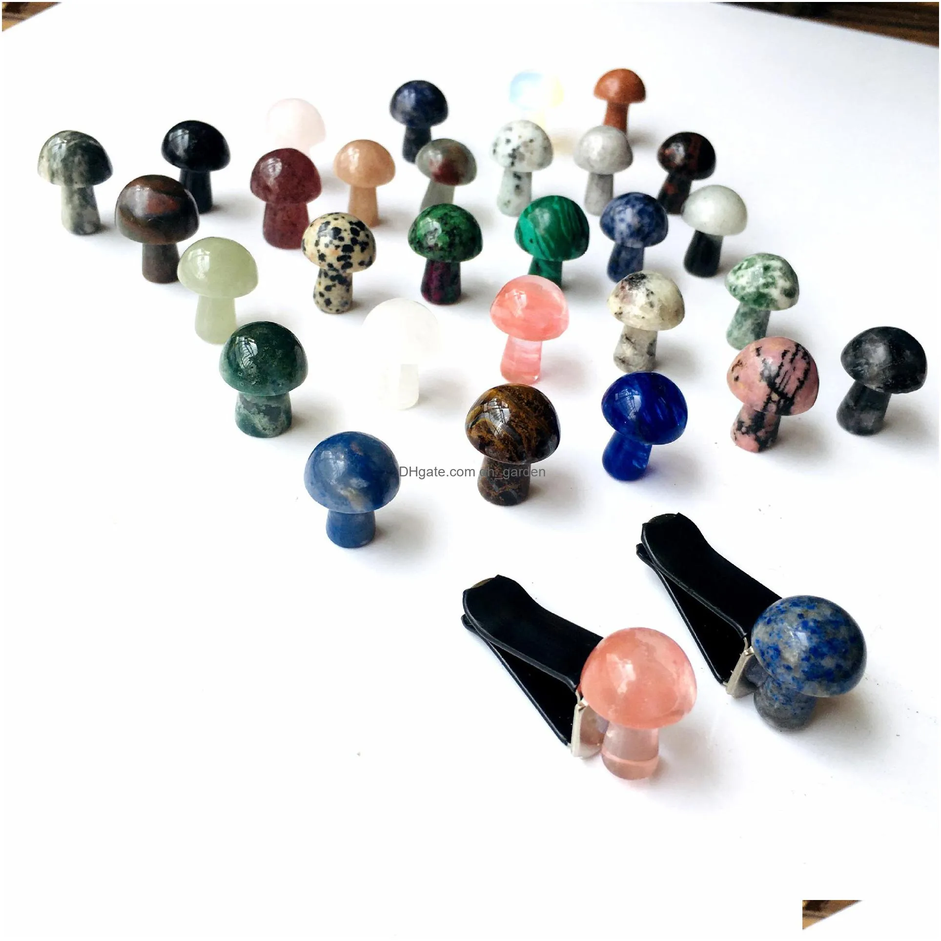 2cm carving mini mushroom shape fashion accessories quartz stone car air outlet trim clip crystal healing decoration decor interior