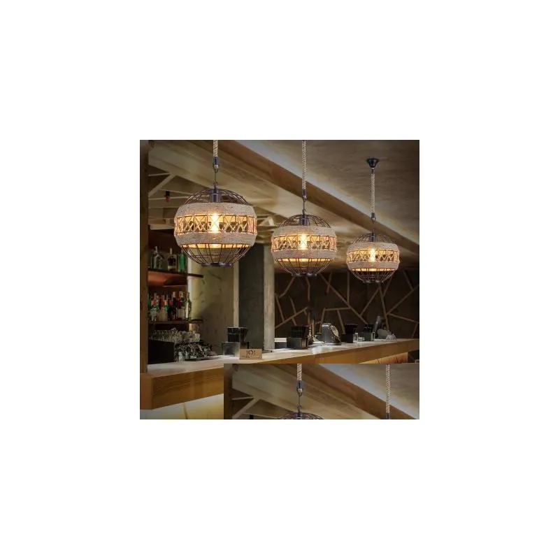 e27 led light retro rope industrial wind chandelier for internet cafe restaurant cafe bar ball personalized lamp