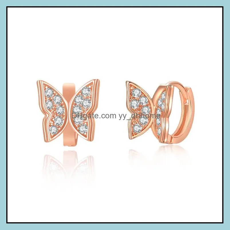 butterfly hoop earrings silver gold plated ear for women elegant sweet korea design