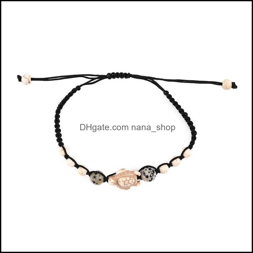 sea turtle beads bracelets for women men 2 colors natural stone strand elastic friendship bracelet beach jewelry gifts