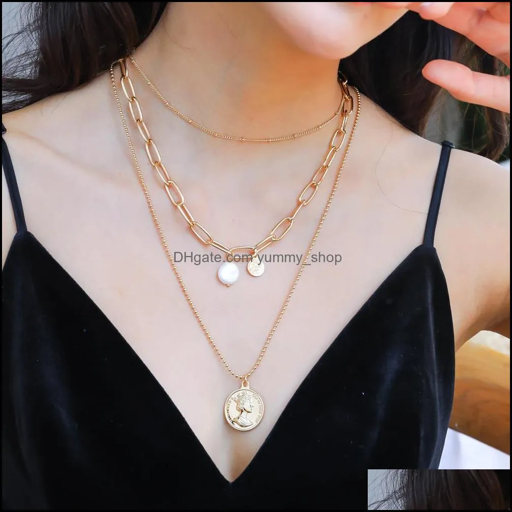 personalized bohemian gold butterfly pearl necklaces for women fashion multilayer gold pendant necklace portrait chokers jewelry