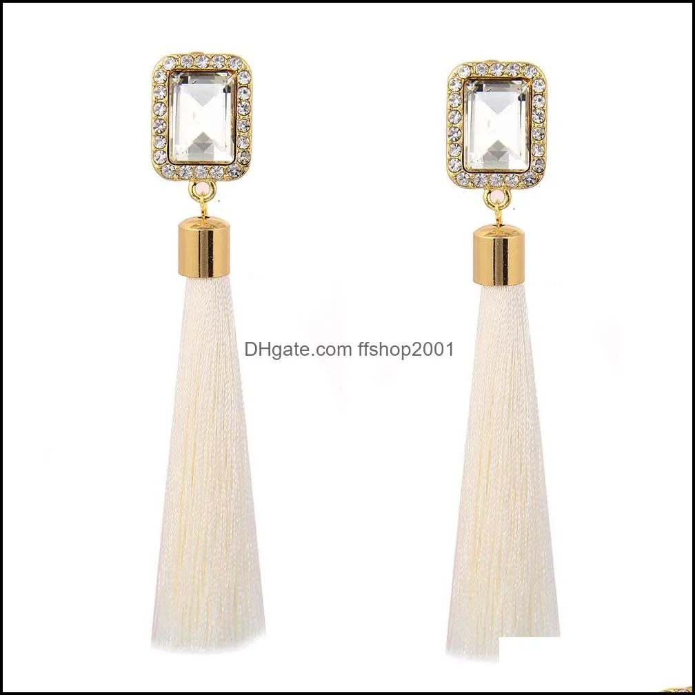 ethnic style long tassel earrings dangle for women fashion crystal earring bohemia jewelry 5 colors female gifts