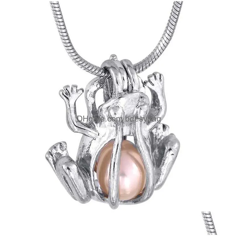 new big flower pearl accessories necklaces hollow out locket plated sliver wish love cage pendant p14