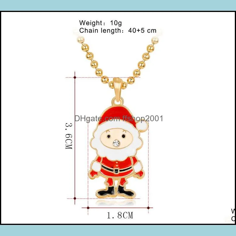 christmas tree necklace rhinestone enamel christmas tree pendant necklace for women kids white snowman santa claus charms gold necklaces