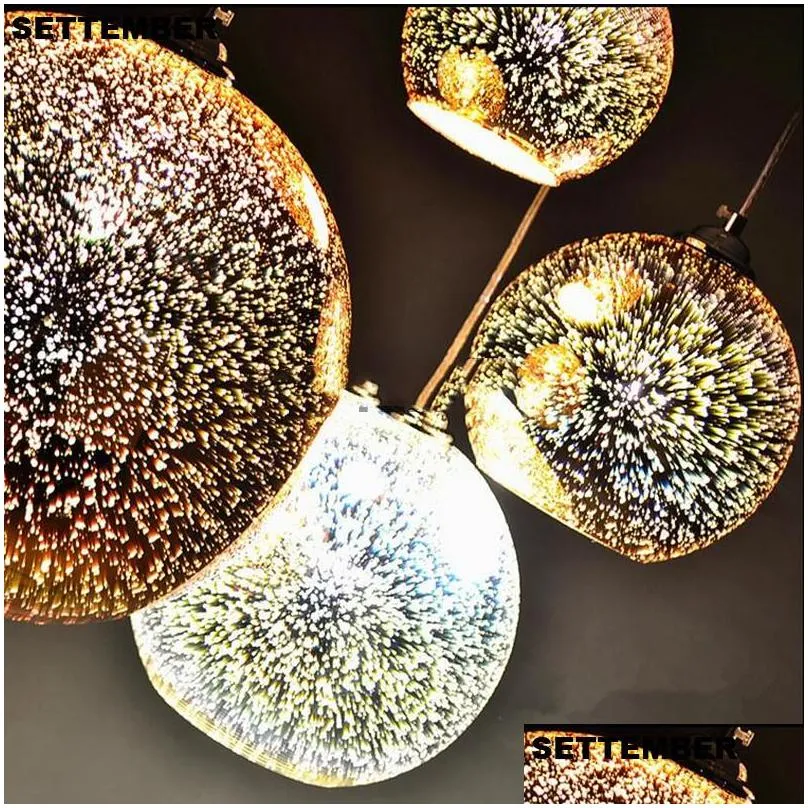 modern fireworks chim 3d glass ball pe modern pendant lamps glass ball pendant light creative dining kitchen bar hanging lamp 3