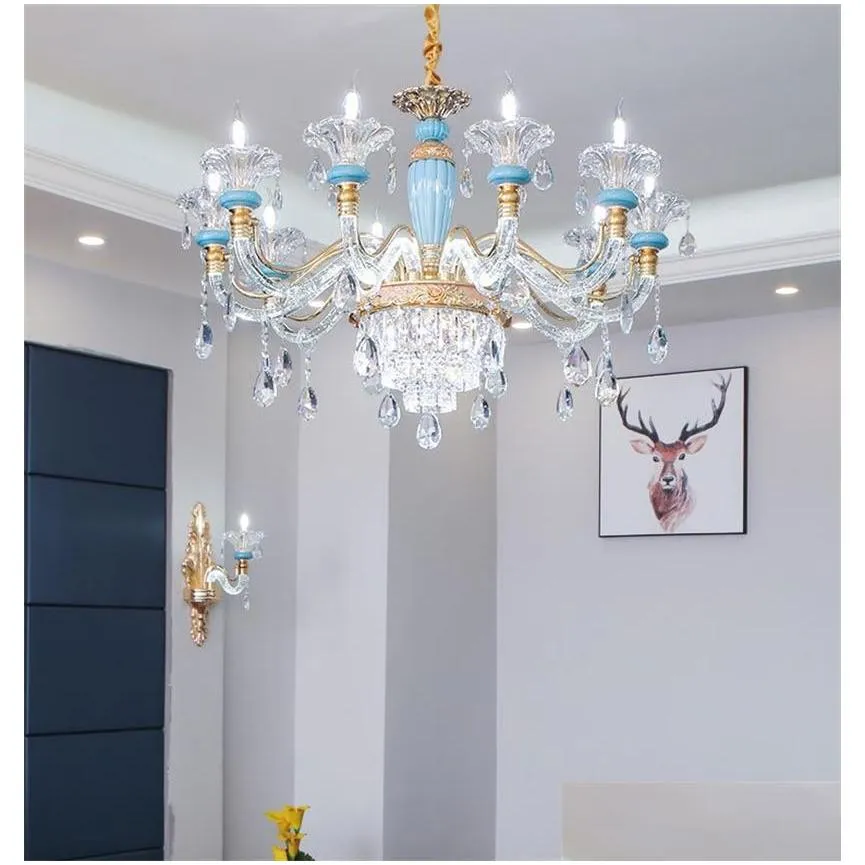 european style crystal chandelier living room pendant lamps hall lamp luxury dining room bedroom home pendant lights