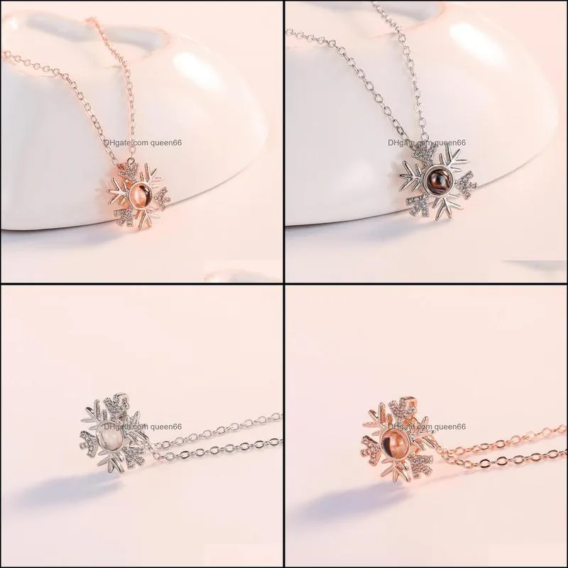 snowflake necklace pendant love memory lover jewelry gift wholesale i love you necklace