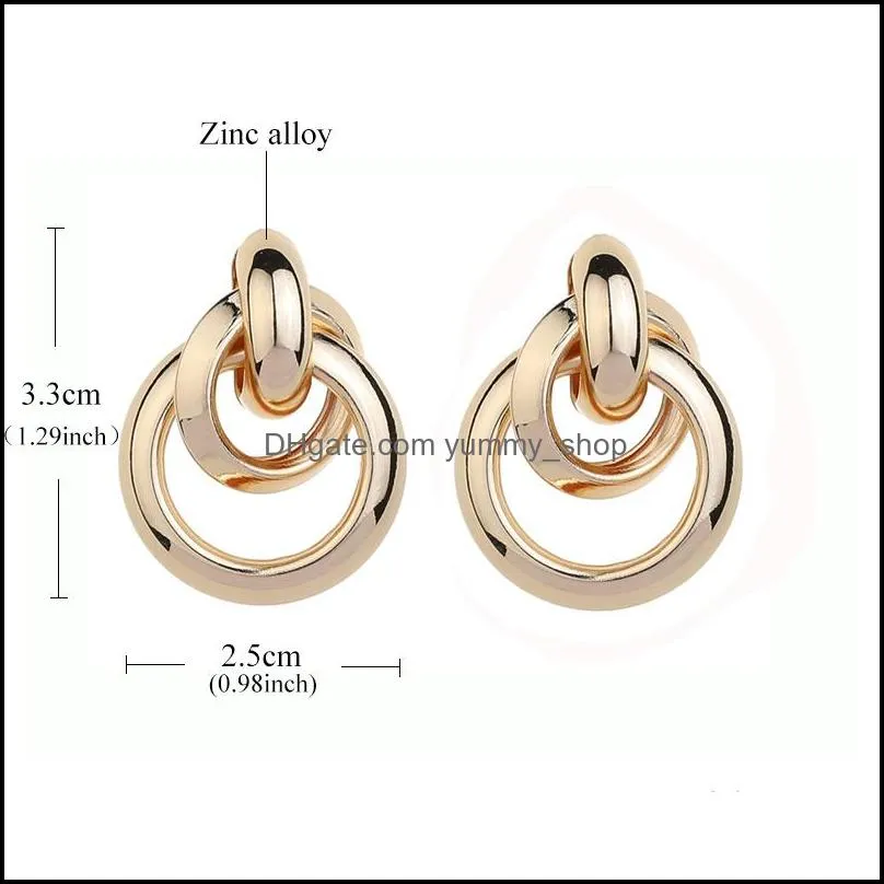  arrival 2018 fashion za gold metal drop earring for women steam punk big round design statement earrings jewelry geometric earring