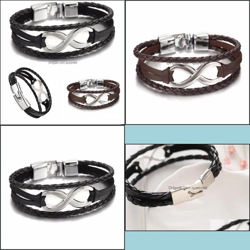 mens bracelets lucky digital 8 bangles bandage brand charm women men leather bracelets