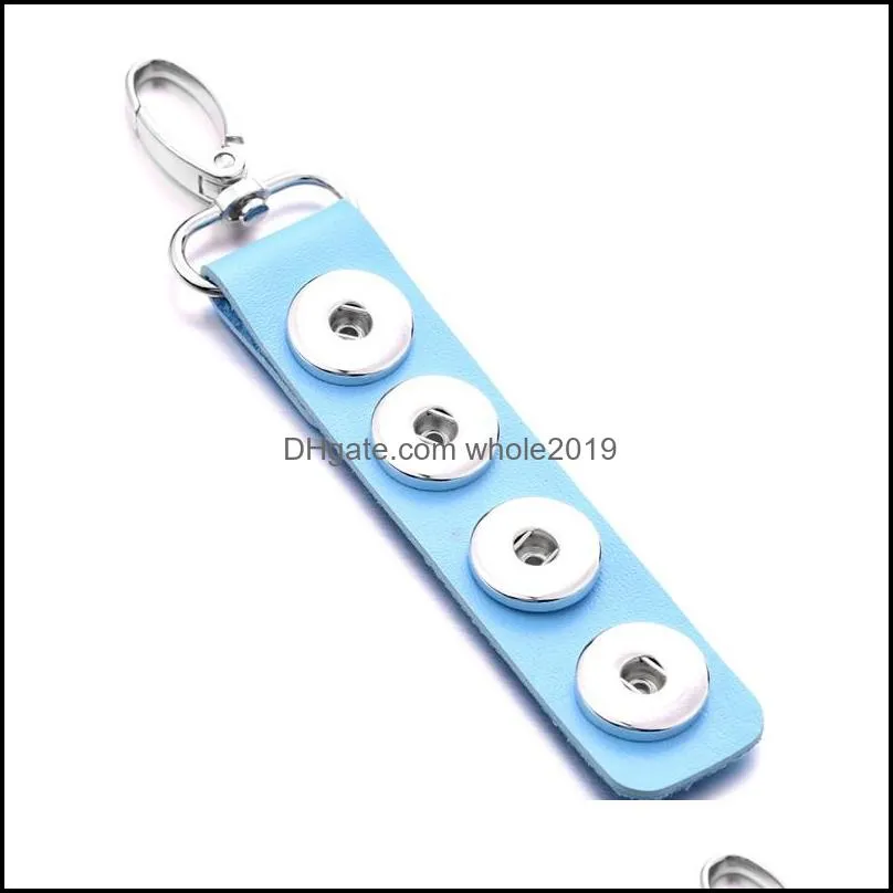 long rectangle pu leather snap button key rings chain keychains fit diy 18mm snaps jewelry 12 e3