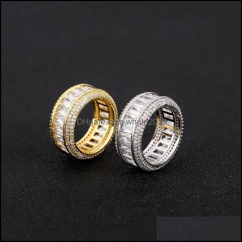 white 18k hip hop cz ring jewelry zirconia band luxury cubic gold diamond blingbling gold men for ring set fashion finger full ne 546