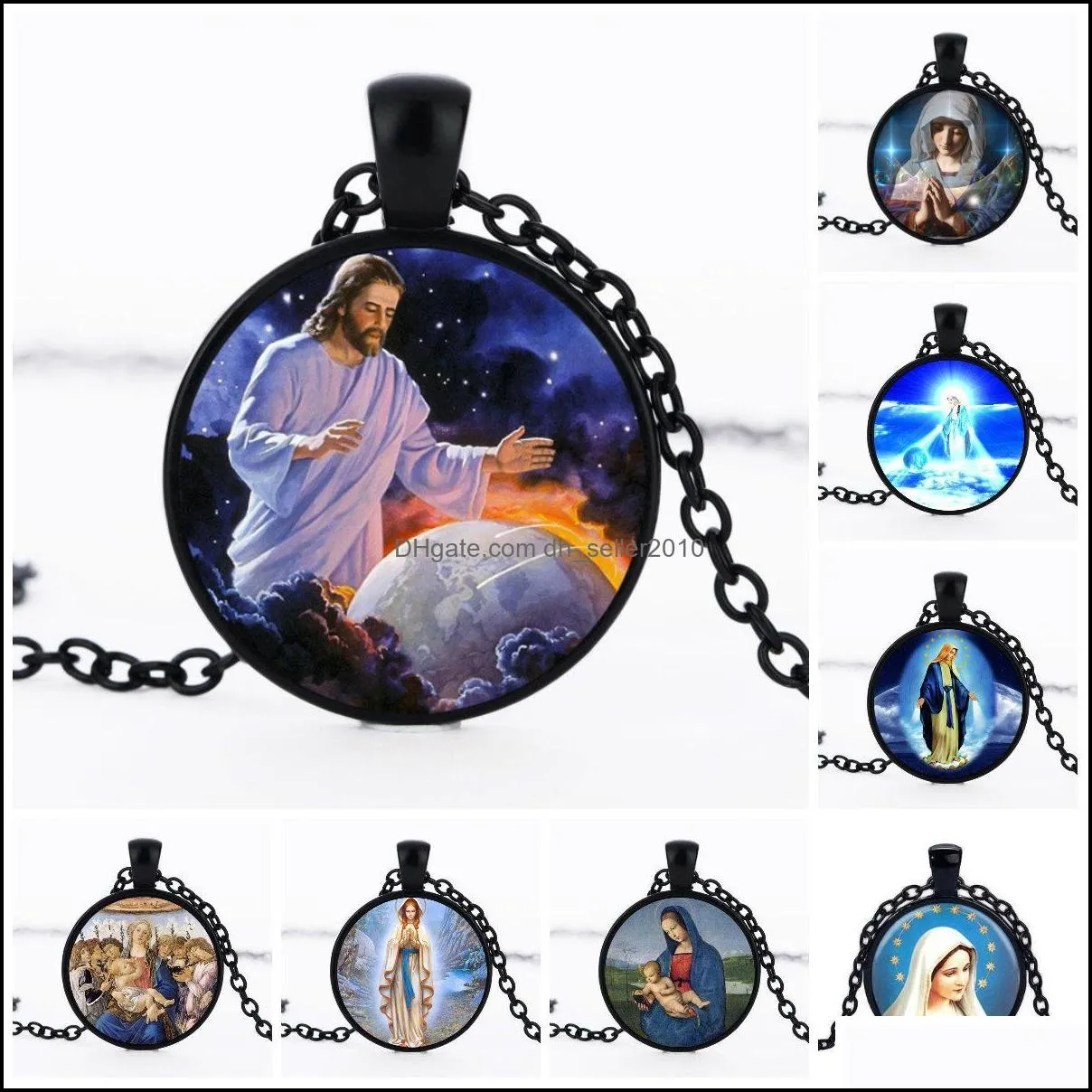 statement necklaces virgin mary pendant pure necklace christian stainless steel jewelry black vintage religious jesus chains necklaces