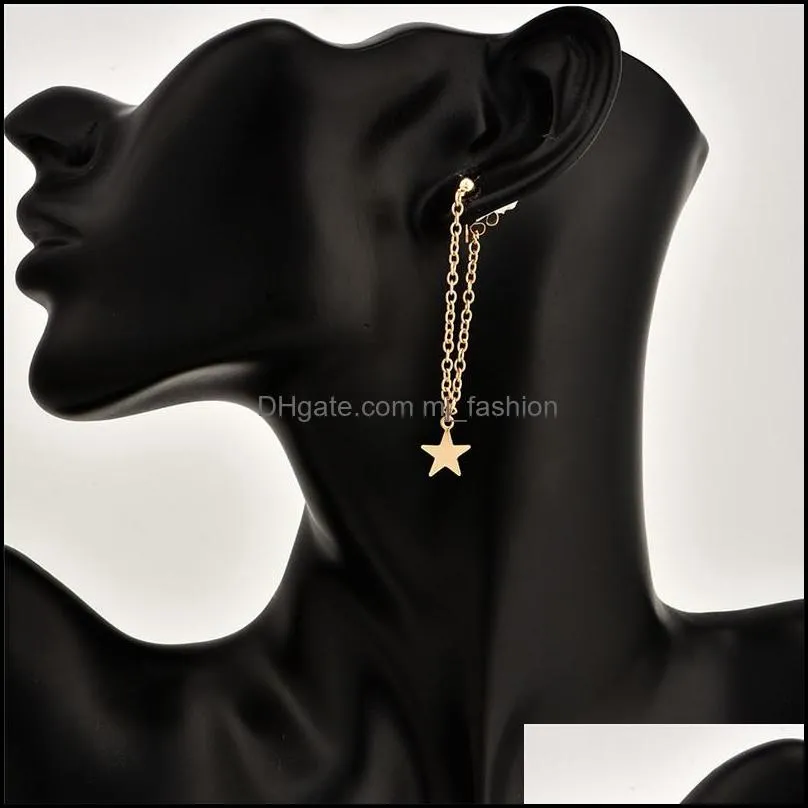 tassel gold color star design chain angle long earrings statement dangle earrings for wedding party jewelry wholesale