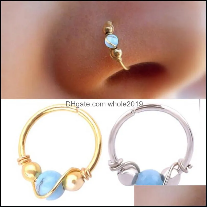 fashion women beads earring lip nose ring nostril hoop body piercing jewelry 20211224 t2