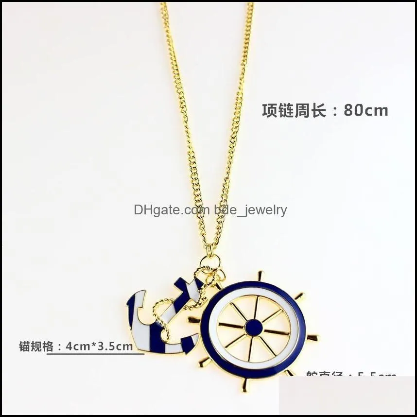 necklaces pendants for women jewelry texture blue navy style anchor exaggerated personality pendant statement necklace