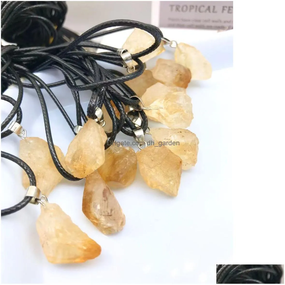 natural stone irregular citrine pendant necklace healing yellow crystal charms necklaces for women jewelry