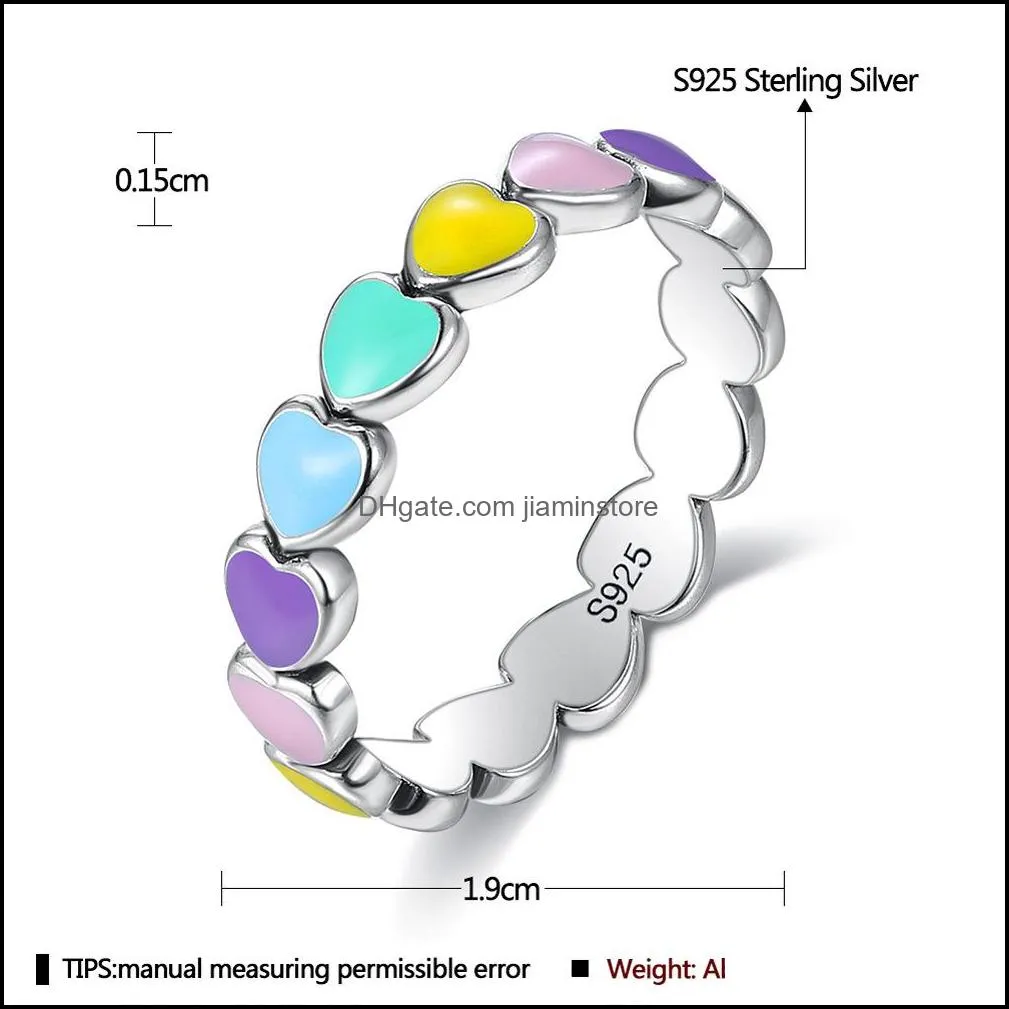 colorful zircon 925 sterling silver rings single stackable finger ring for women girls fine jewelry