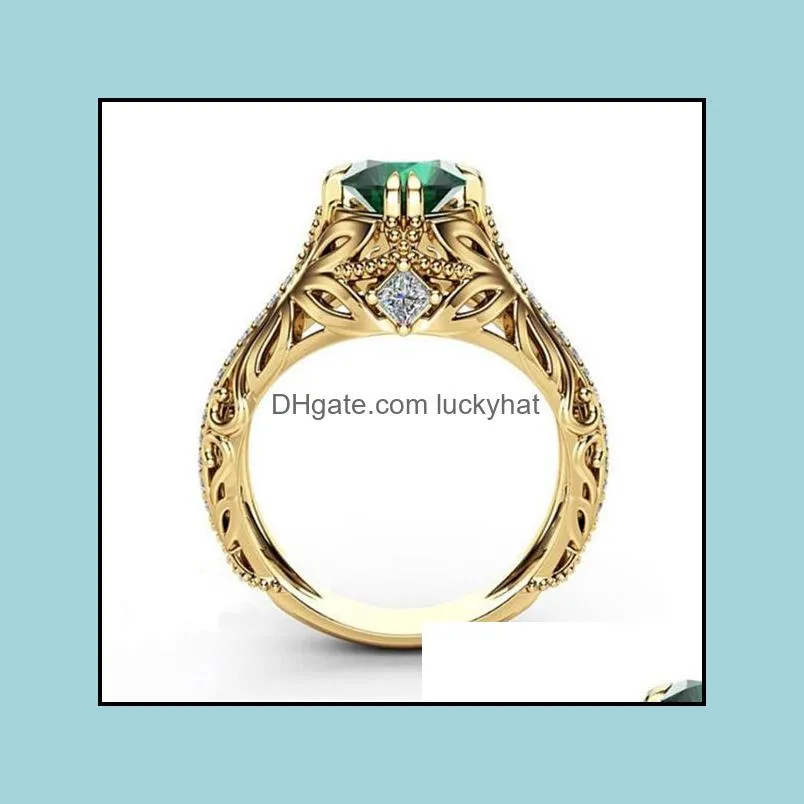 bohemian width ring inlaid oval green stone finger s for women personality jewelry luckyhat