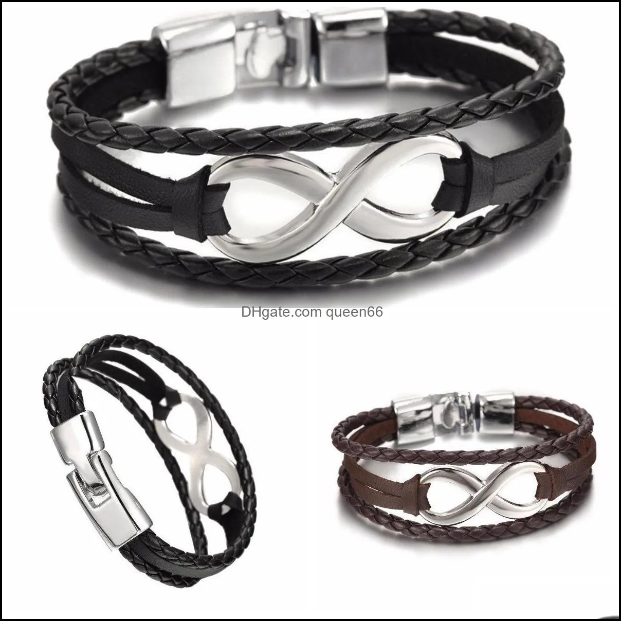 mens bracelets lucky digital 8 bangles bandage brand charm women men leather bracelets