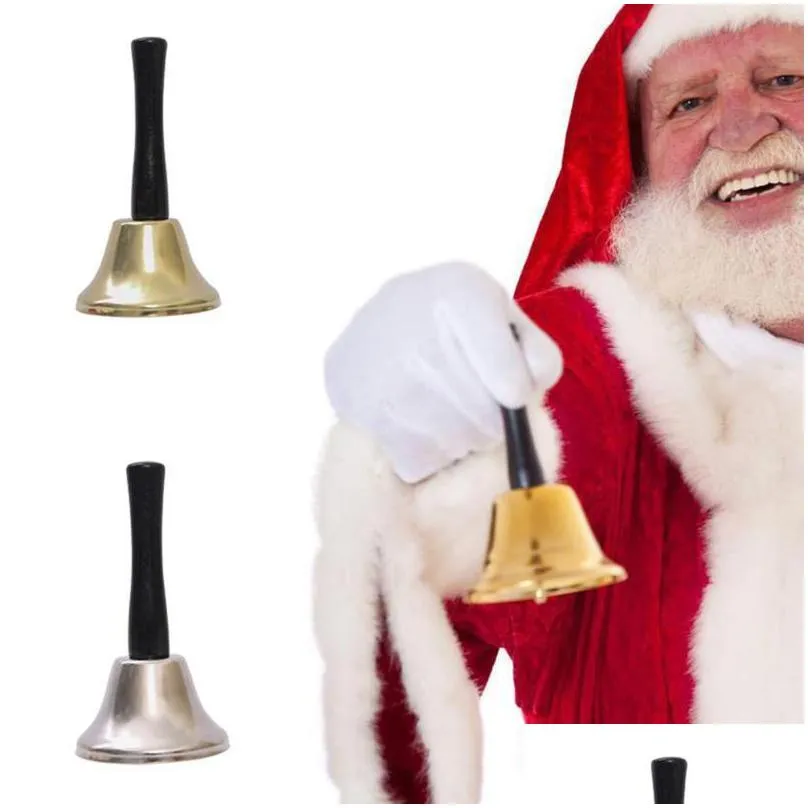 portable santa claus rattles christmas hand bell party year decorations wooden handle bells props festival supplies