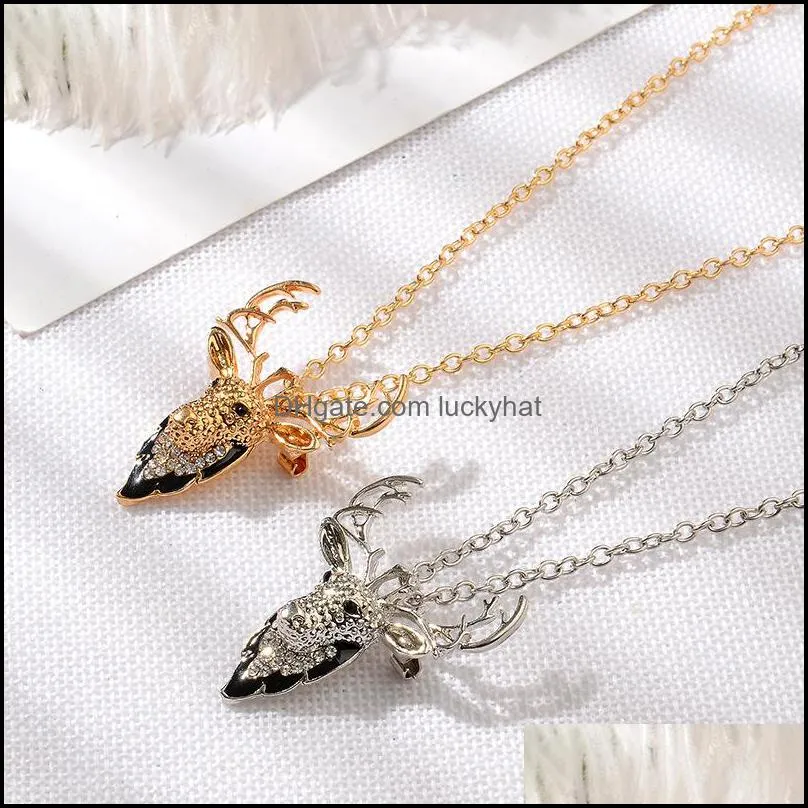 christmas necklaces sweater necklace for female jewelry christmas gift for kids plated silver deer necklace luckyhat