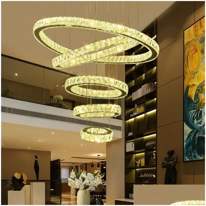 modern crystal chandelier ring lustre led crystal chandelier lighting chandeliers lights lamparas suspension lampen led