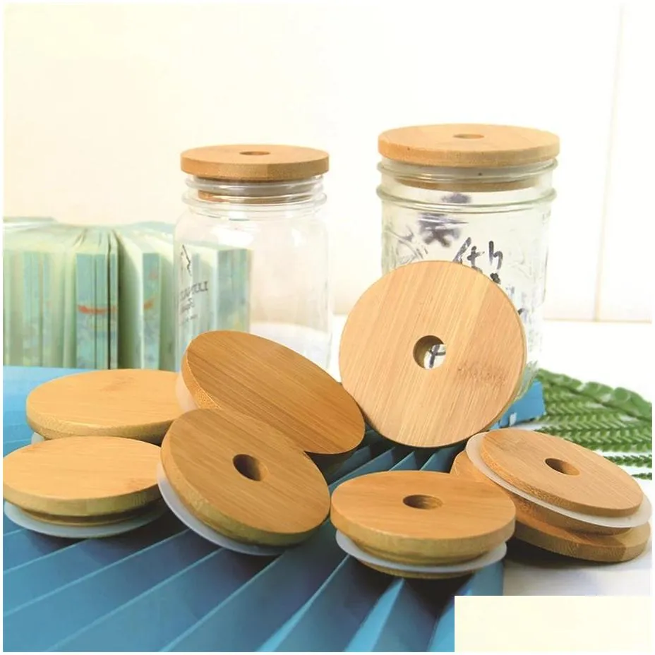 bamboo jar tumbler lid cup cap mug cover drinkware splash spill proof top silicone seal ring with paint coating mold dia 70mm/86mm optional 15mm straw hole